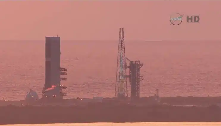 אוריון על כן השיגור סמוך לשעה 07:00 שעון החוף המזרחי, 14:00 שעון ישראל ב-4 בדצמבר 2014. צילום מסך מתוך הטלוויזיה של נאס"א